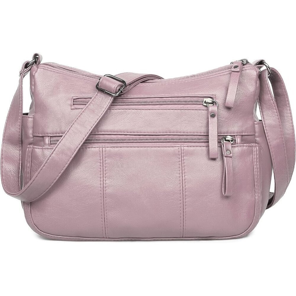 🆕 Volganik Rock PU Leather Shoulder Bag Women Pink Soft Pocketbooks Purse
